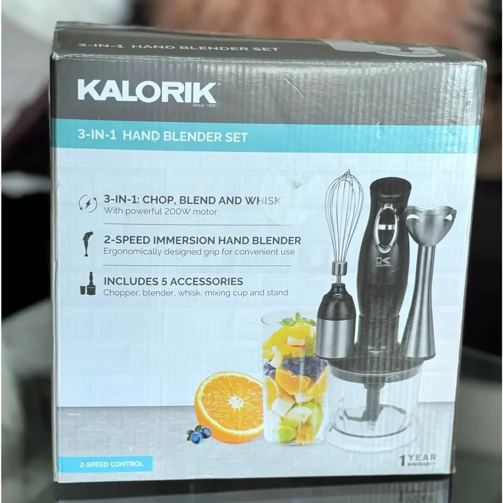 3-in-1 Immersion Blender, Chopper, and Mixer, Black